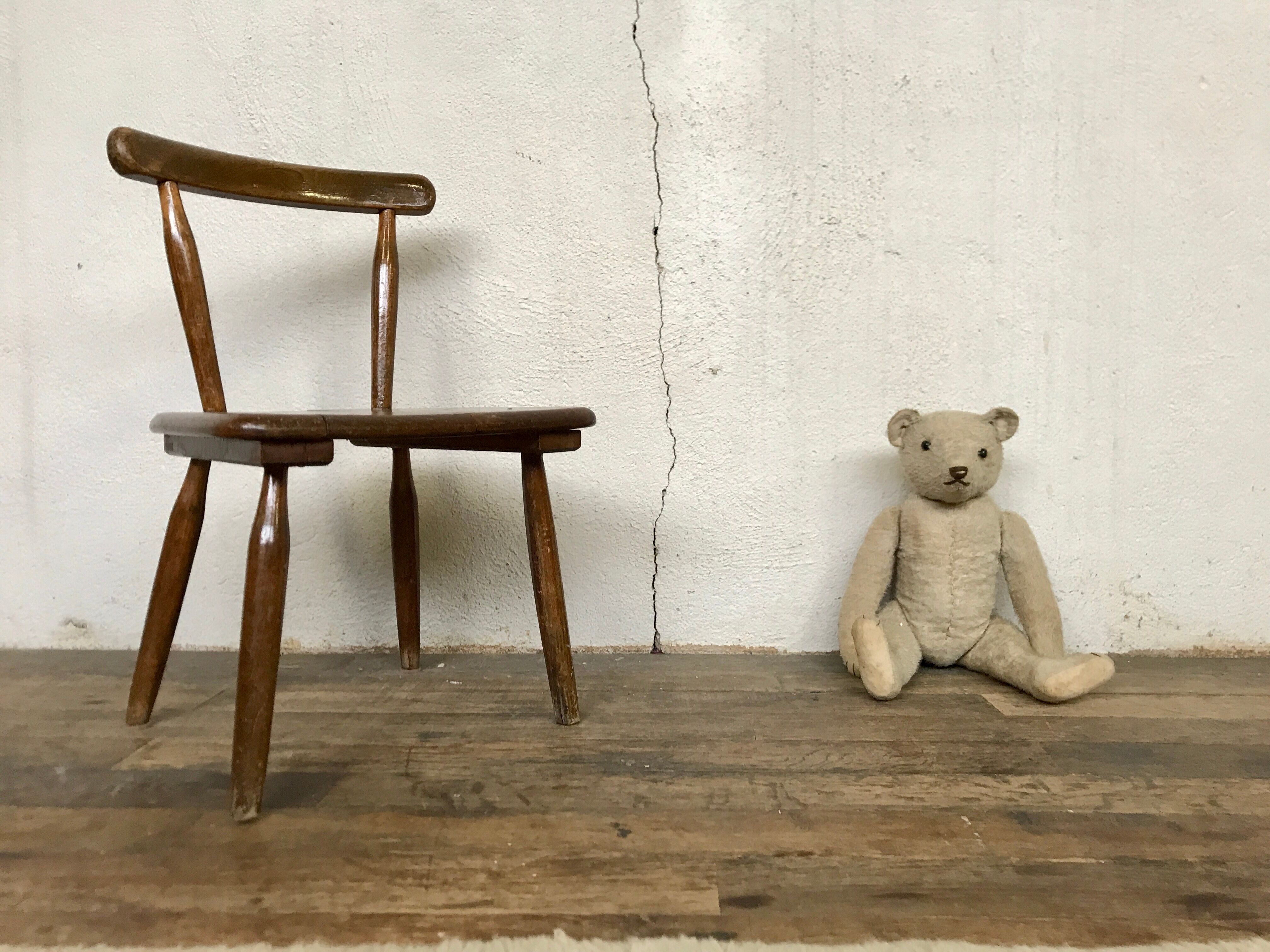 Brutalist primitive style wooden chair