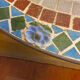Mosaic garden table, gooseneck legs