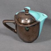 Vallauris coffee service in black and turquoise earthenware.