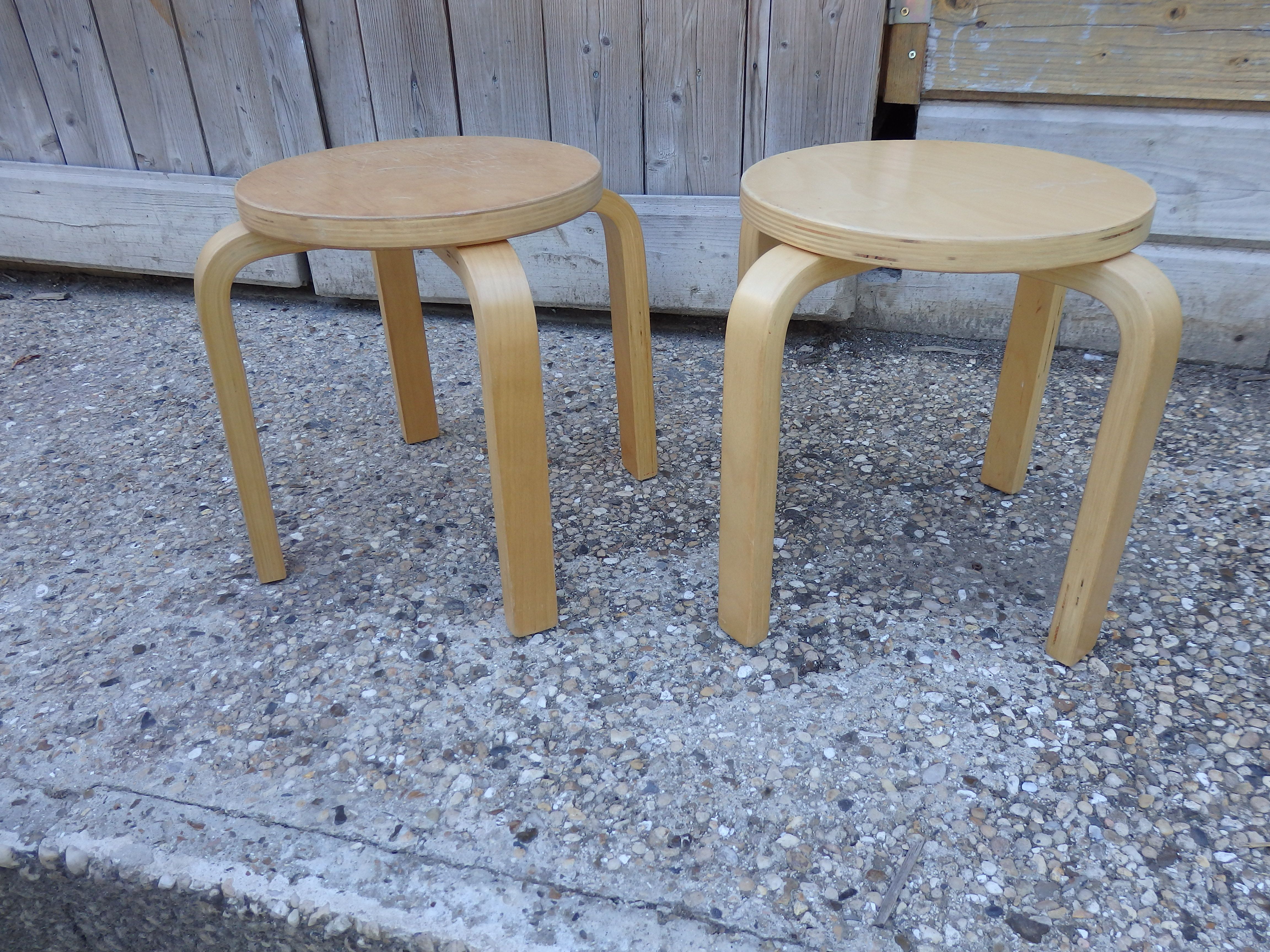 Pair of scandinavian vintage children's stool the