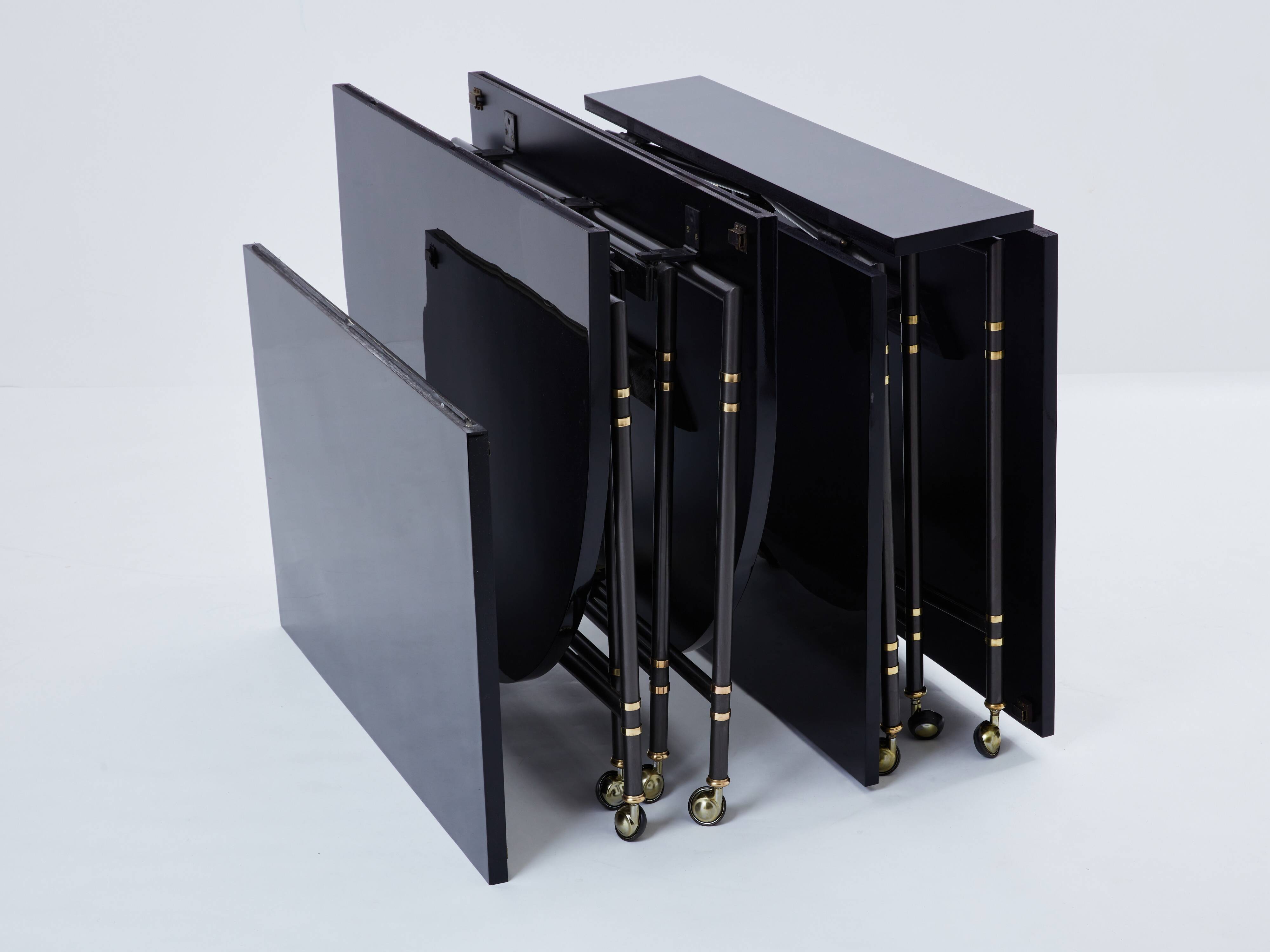 Maison Jansen Royal extendable black lacquer dining table 1960