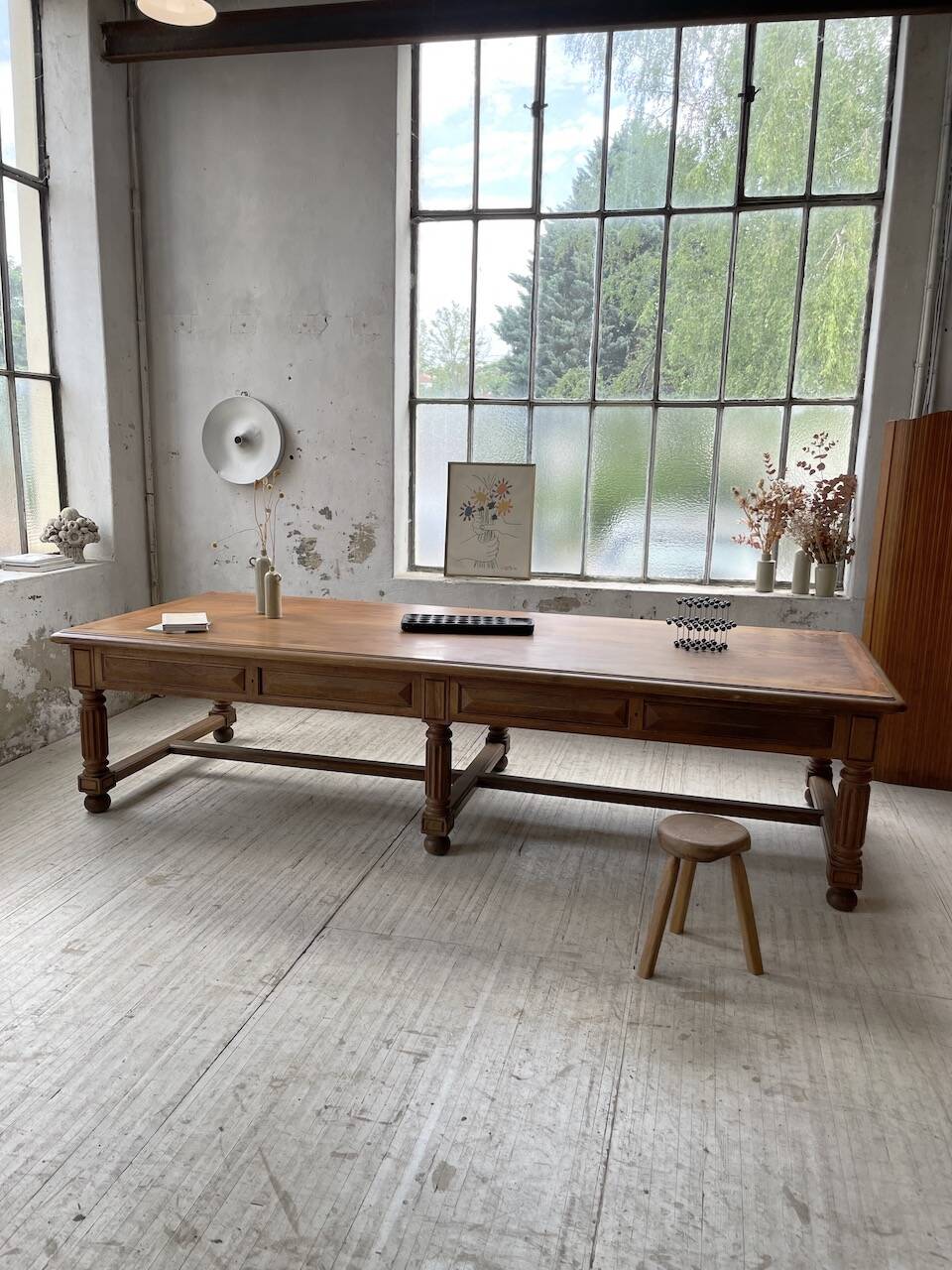 Solid walnut farmhouse castle table 1900 XXL