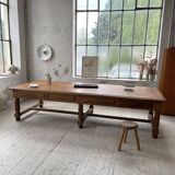 Solid walnut farmhouse castle table 1900 XXL