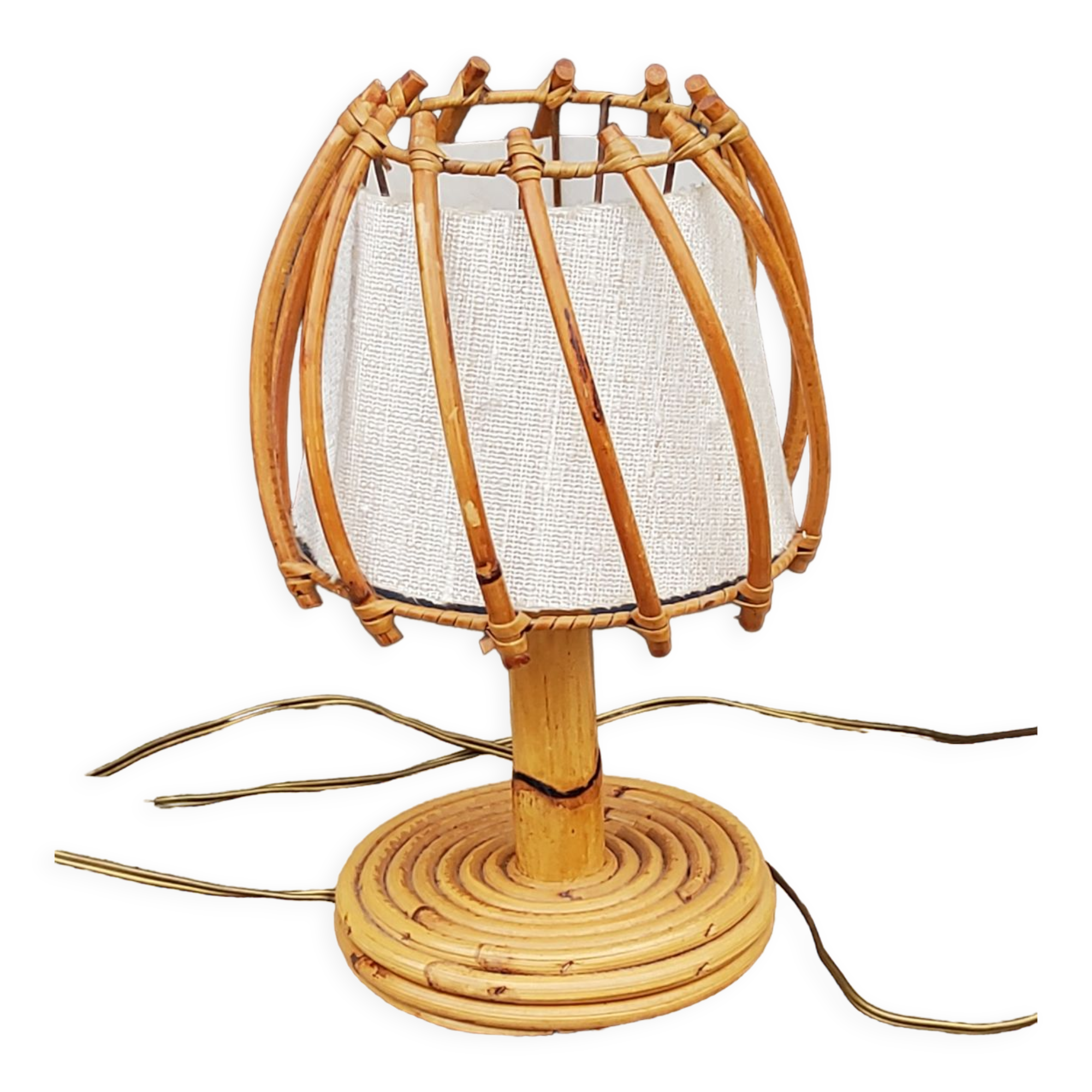 Rattan and bamboo table lamp from the 70s