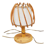 Rattan and bamboo table lamp from the 70s