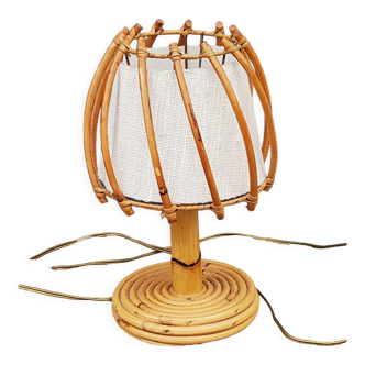 Rattan and bamboo table lamp from the 70s