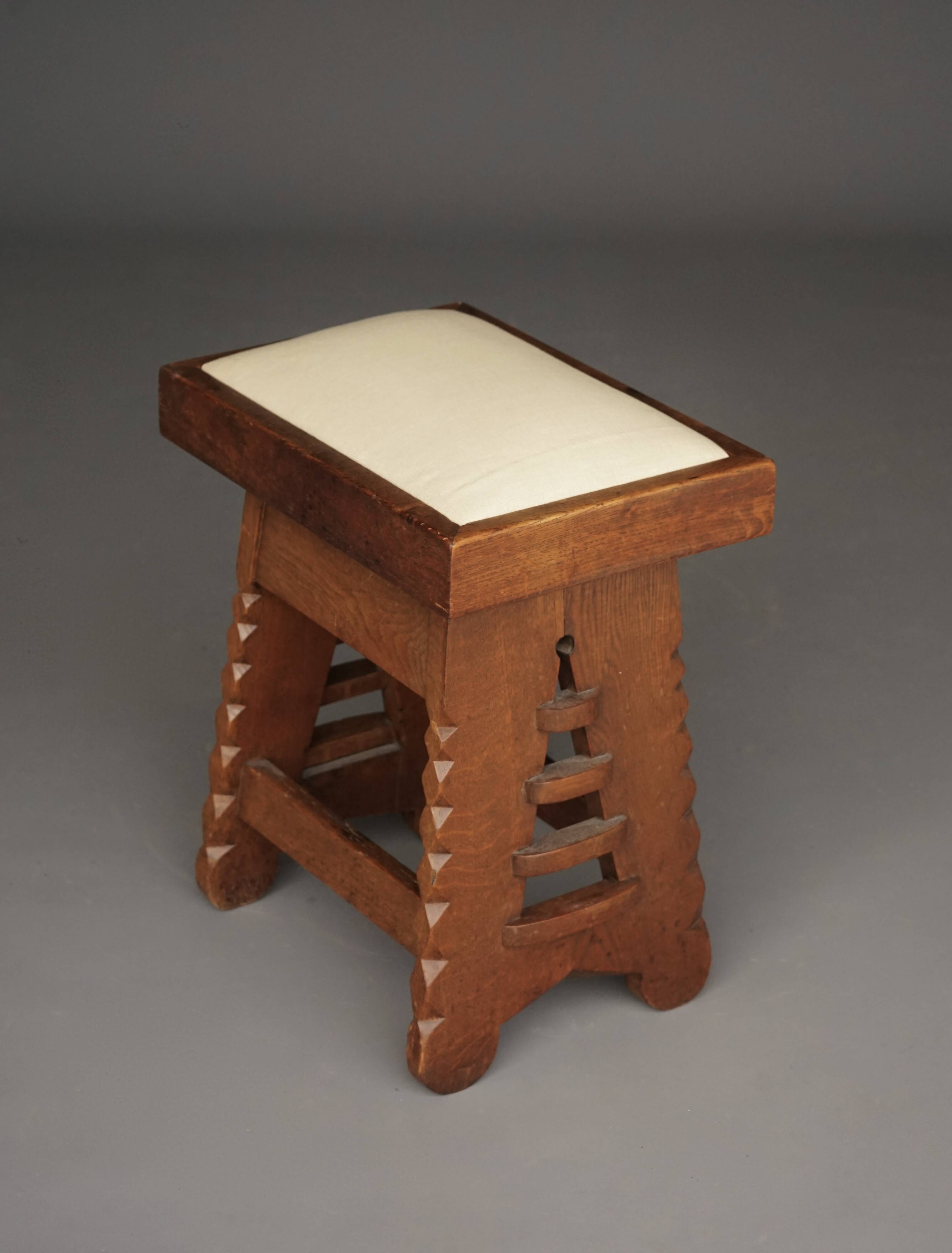 Oak Stool in the manner of architect CJ Blaauw, Amsterdam School /Art Deco