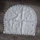 Vintage half-round white embroidered pillow cushion cover – 1960s, mo