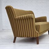 1960s, 3-seater Danish sofa, green furniture wool, original condition.