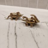 Paire de boîtes dinosaures en laiton