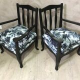 Pair of jungle fabric armchairs