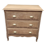 Old three-drawer chest of drawers in raw oak