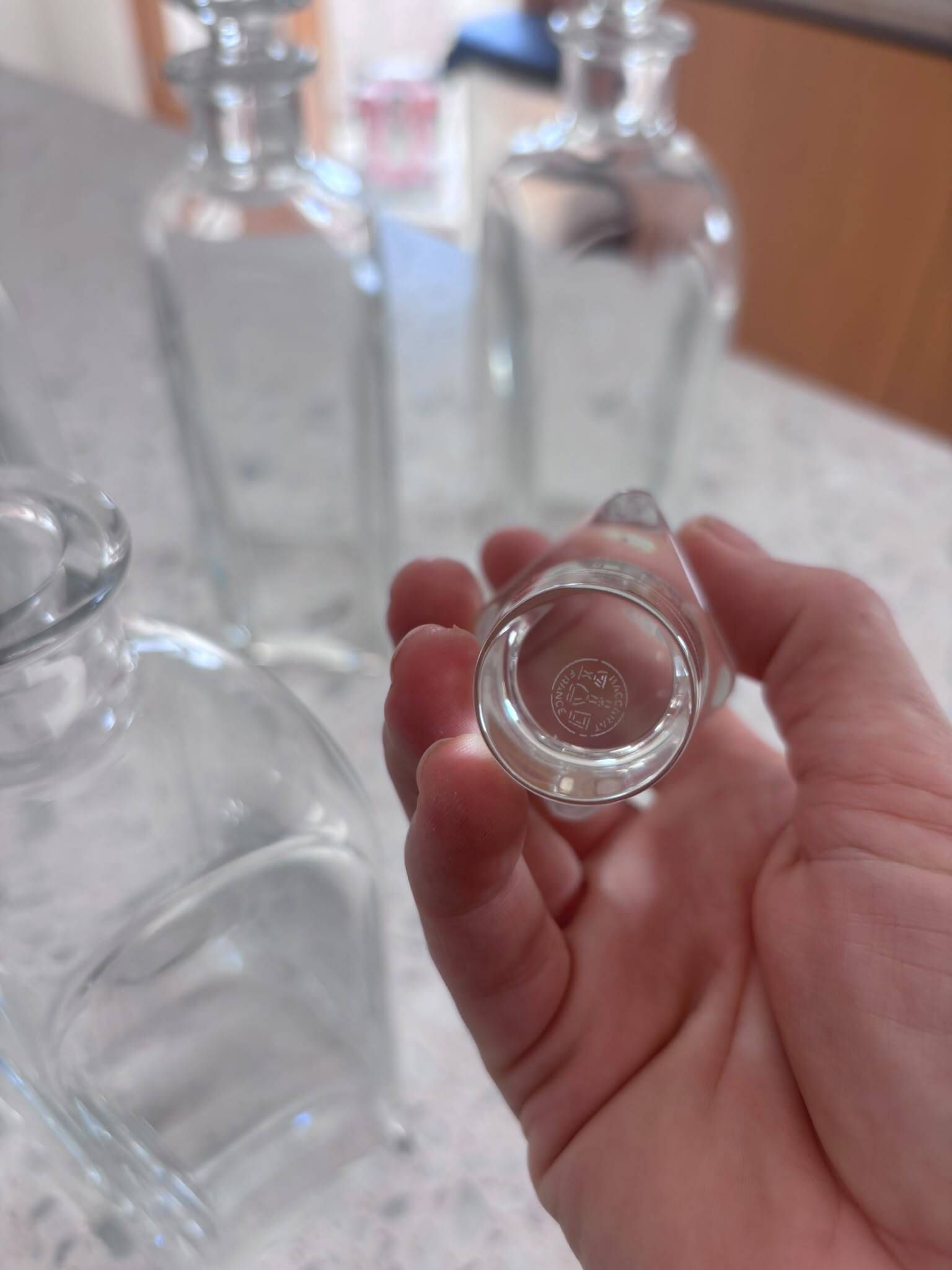 Set 4 Baccarat crystal whisky carafes. Rare Vologne model, created in 1995.