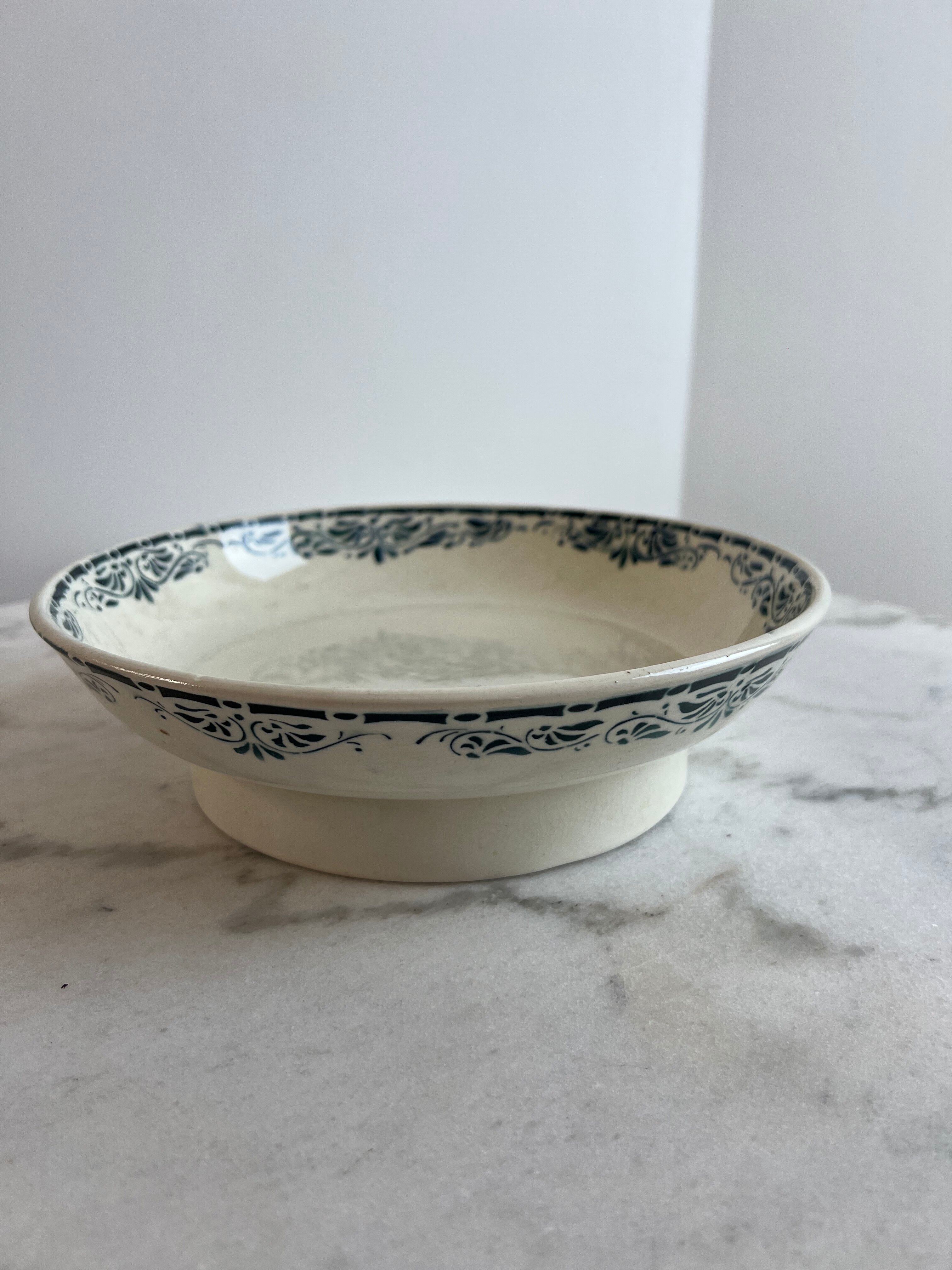 Compote dish, presentation plate in Badonviller ironstone Sousse.