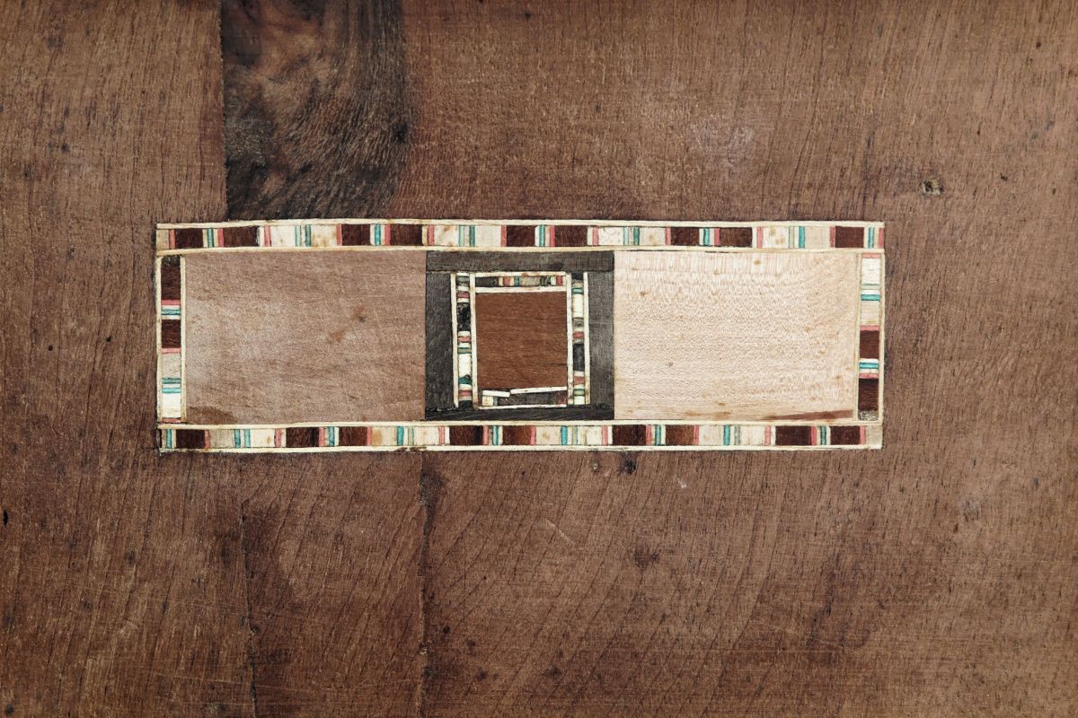BOX XIXth in wood marquetry and mother-of-pearl