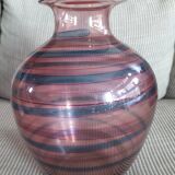 Vase vintage en verre rayé