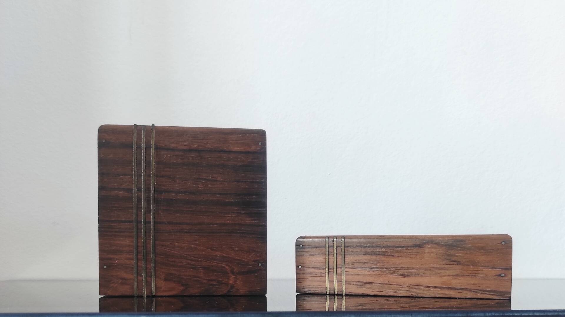 Vintage pocket trays in rosewood and brass – style A