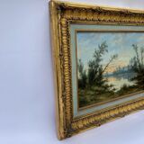 Oil on cardboard riveting nineteenth eugene labitte