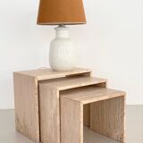 Nesting coffee tables in travertine stone from the 1970