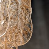 Italian Chandelier with Amber Caramel Murano Glass Leaves, 1970s