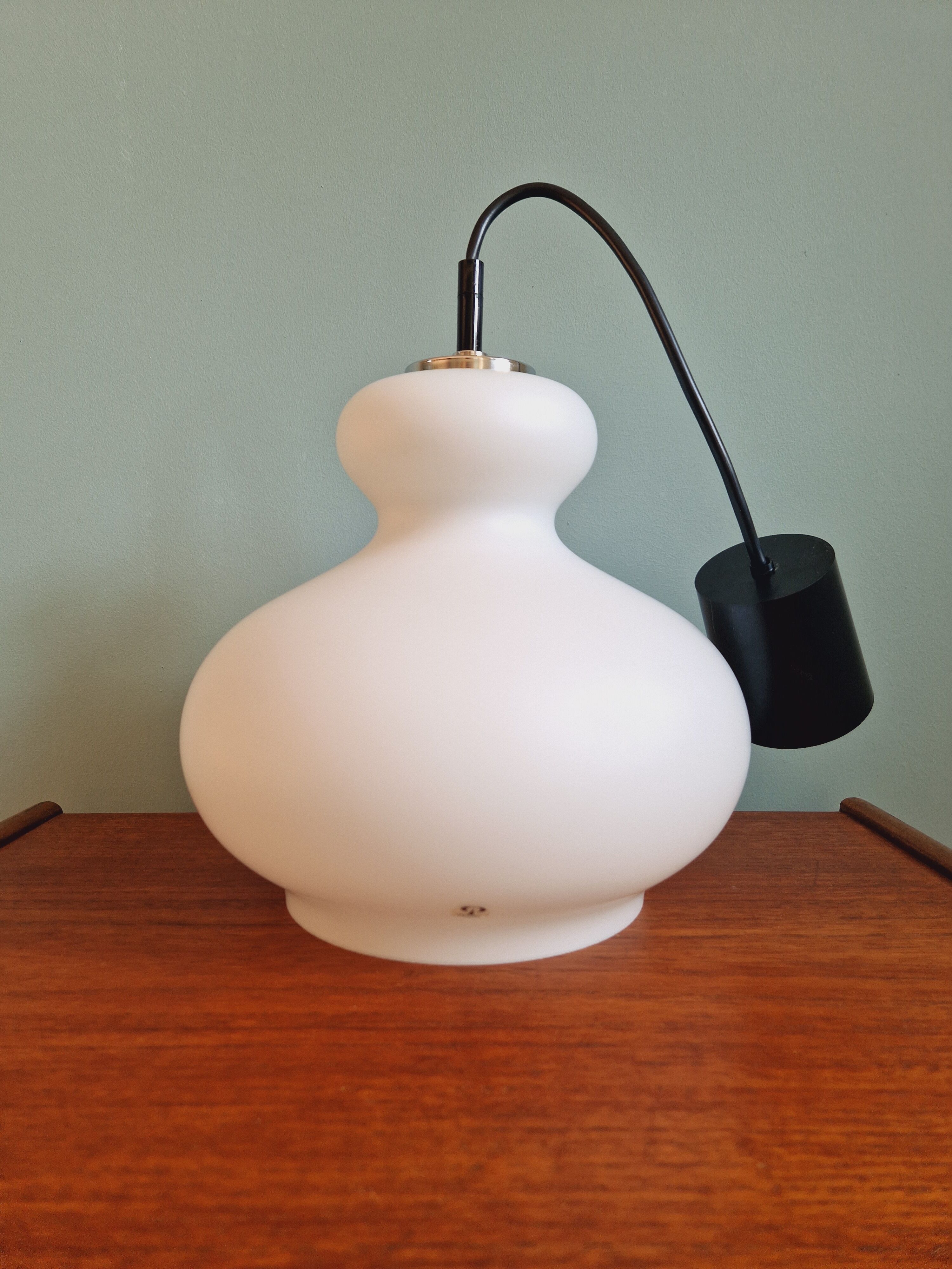 White opaline pendant lamp, Peill & Putzler, 70s
