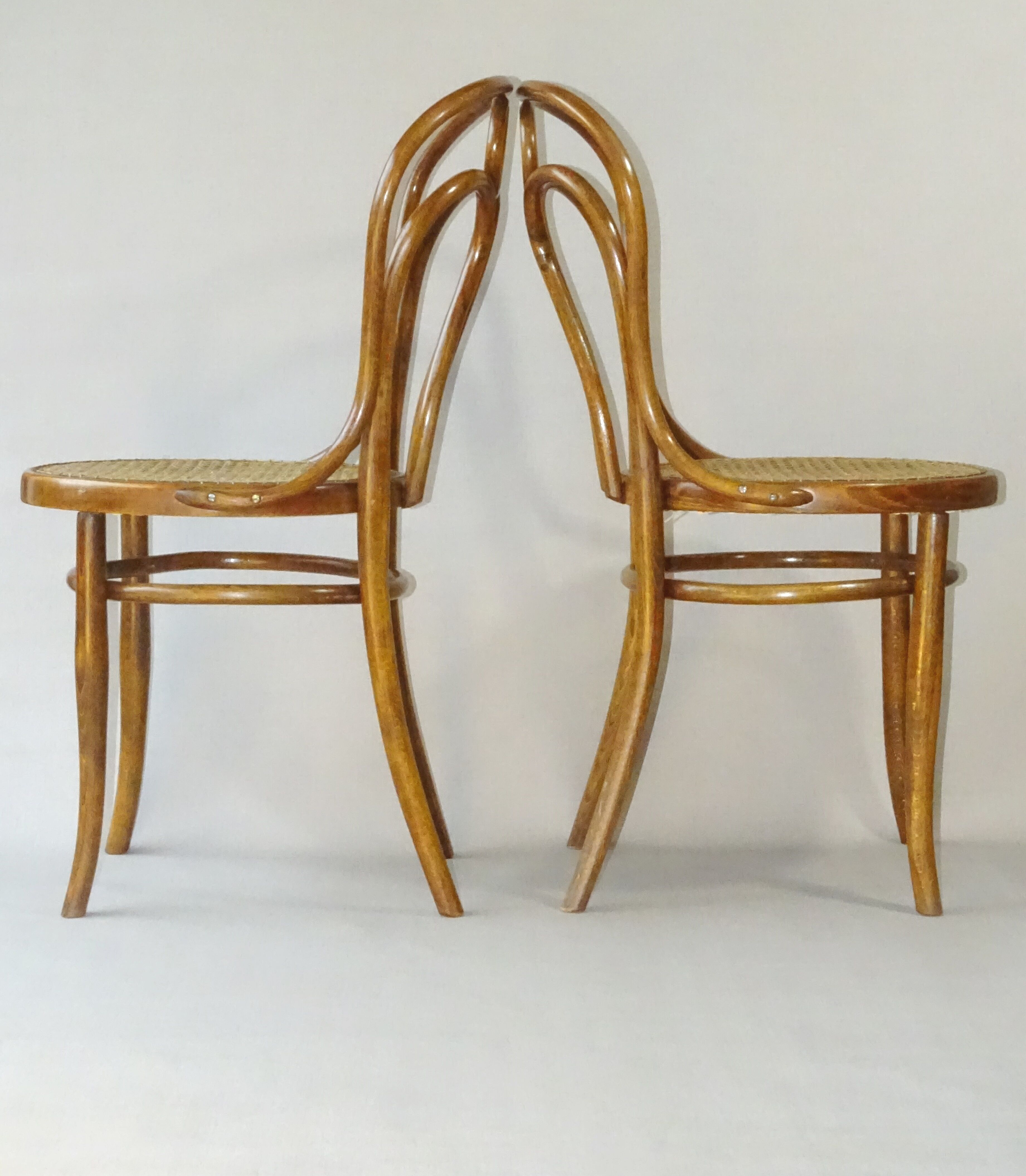 2 engelstuhl bistro chairs from Kohn n°36 around 1900 canned