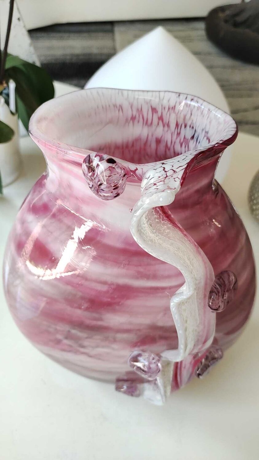 Stylish and refined vase, in marbled blown Art glass, Murano style