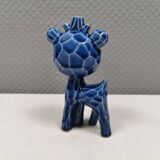 A Japanese ceramic “toy” from the 70s, blue Kawaii animal deer figurine.