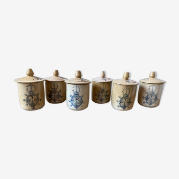 Lot of 6 enamelled terracotta pots - Moroccan pottery