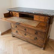 Louis-Philippe secretary chest of drawers with marble top