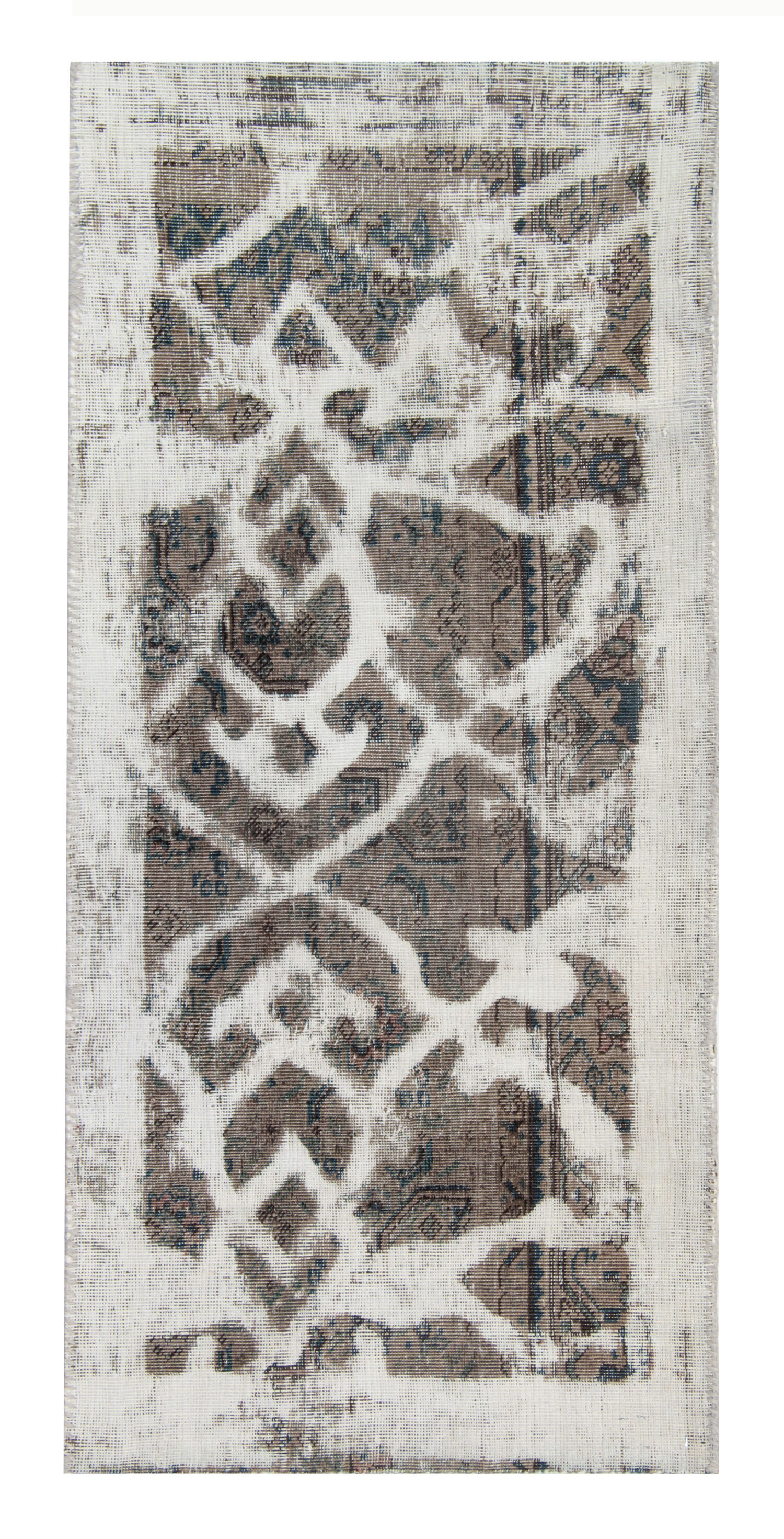 Traditional overdyed grey persian rug handwoven oriental living area rug 63x137cm
