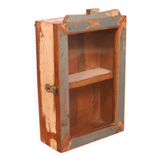 Original polychrome Burmese teak wall display case
