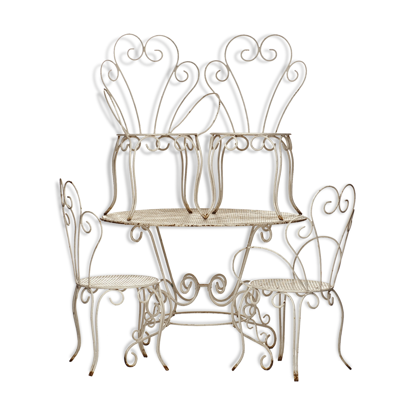 Garden salon 60 year wrought iron 2 chairs 2 chairs 1 table spirit Mategeot