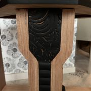 Esmée Art Deco side table, wood, black and grey