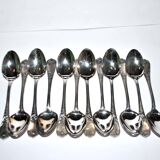 Set of 12 ercuis soup spoons in silver metal - marly rocaille decoration 20.5cm