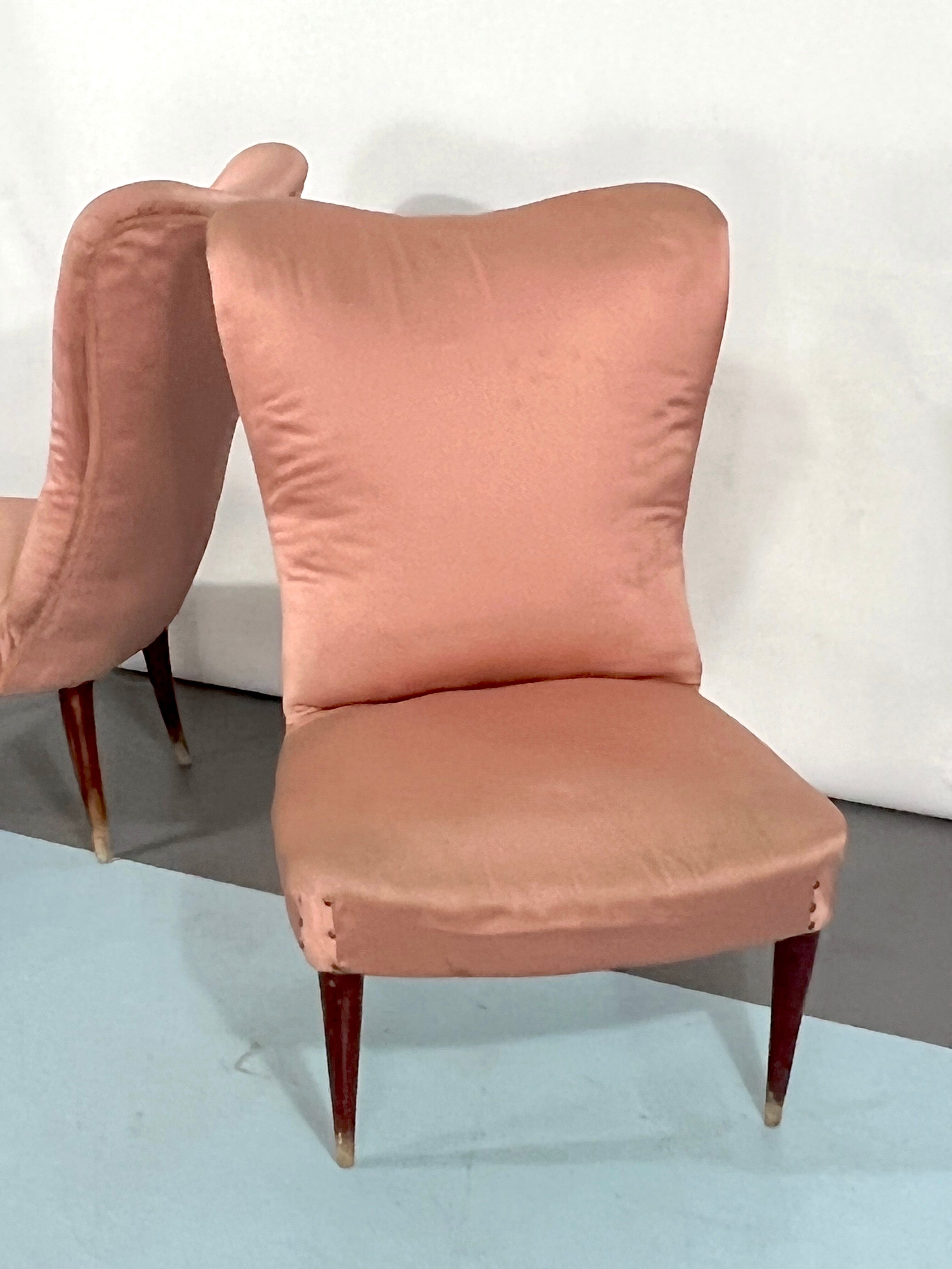 Italian vintage pair of pink club armchairs