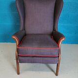 Vintage armchair teak 1960 years covered with violet