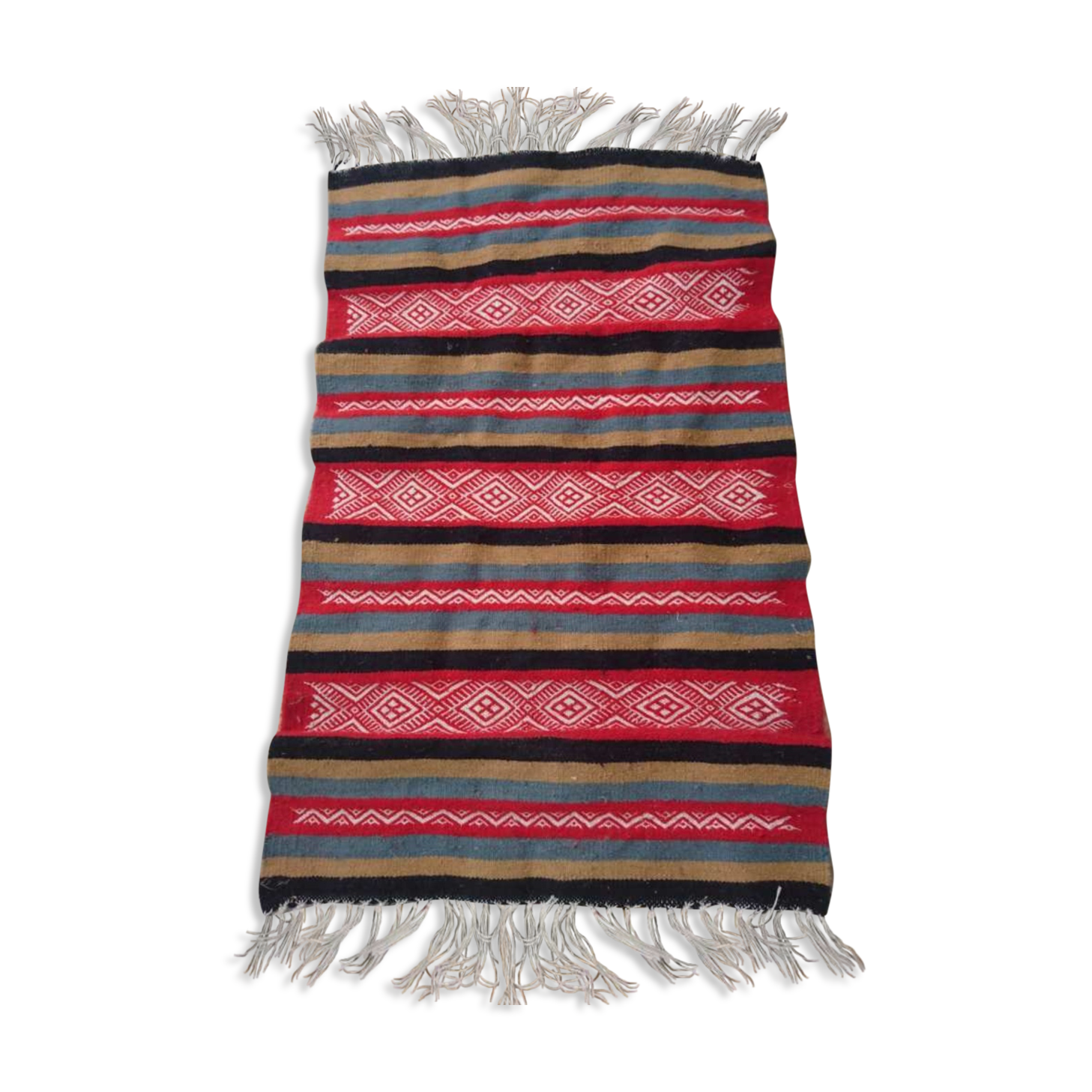 Tapis kilim bohème turquoise Atlas - Laine berbère tissée à la main