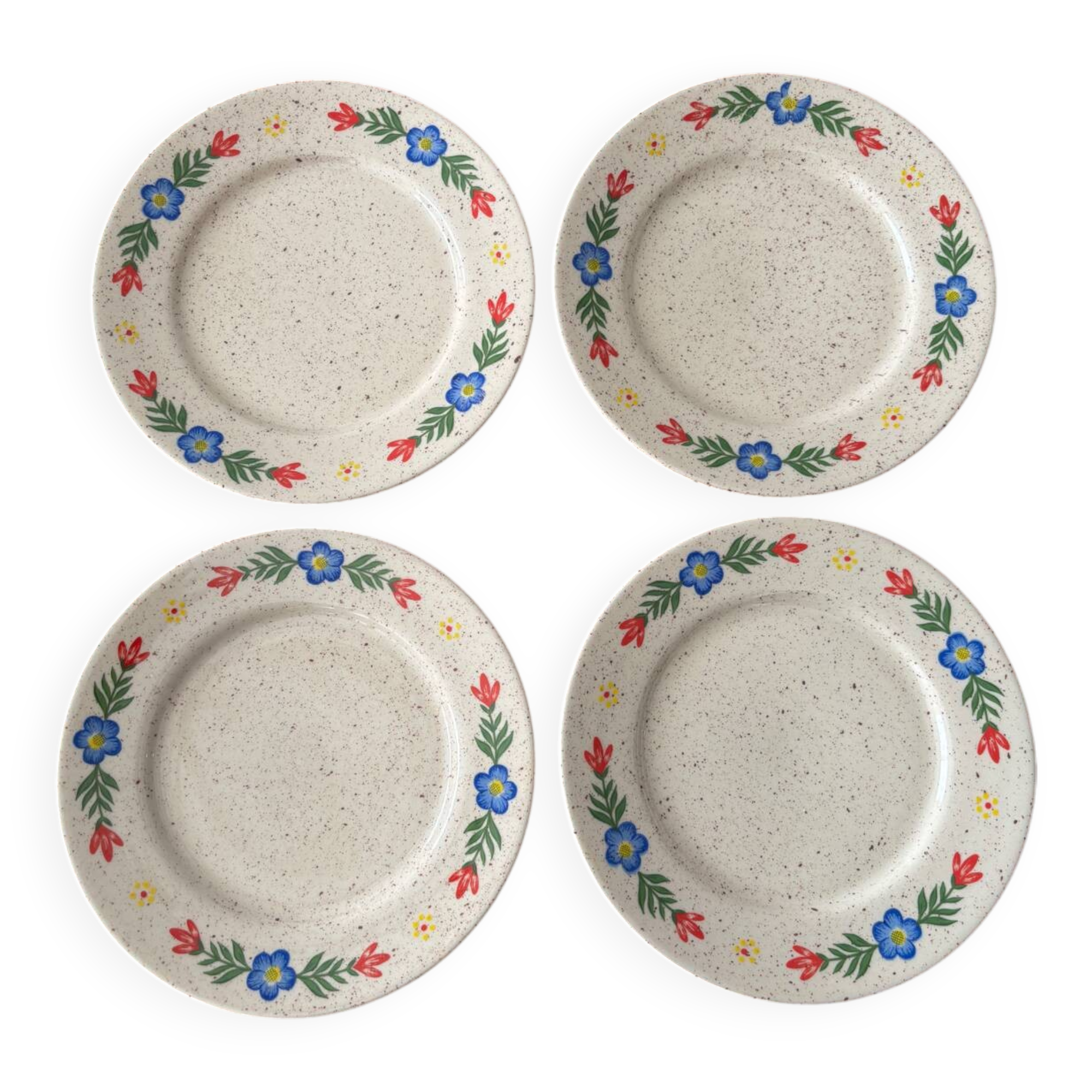 Set of 4 dessert plates Tulowice – Vintage Polish ceramics fl