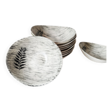 Vintage french 1960s stalins toledo - toledo dessert bowls black olive leaf