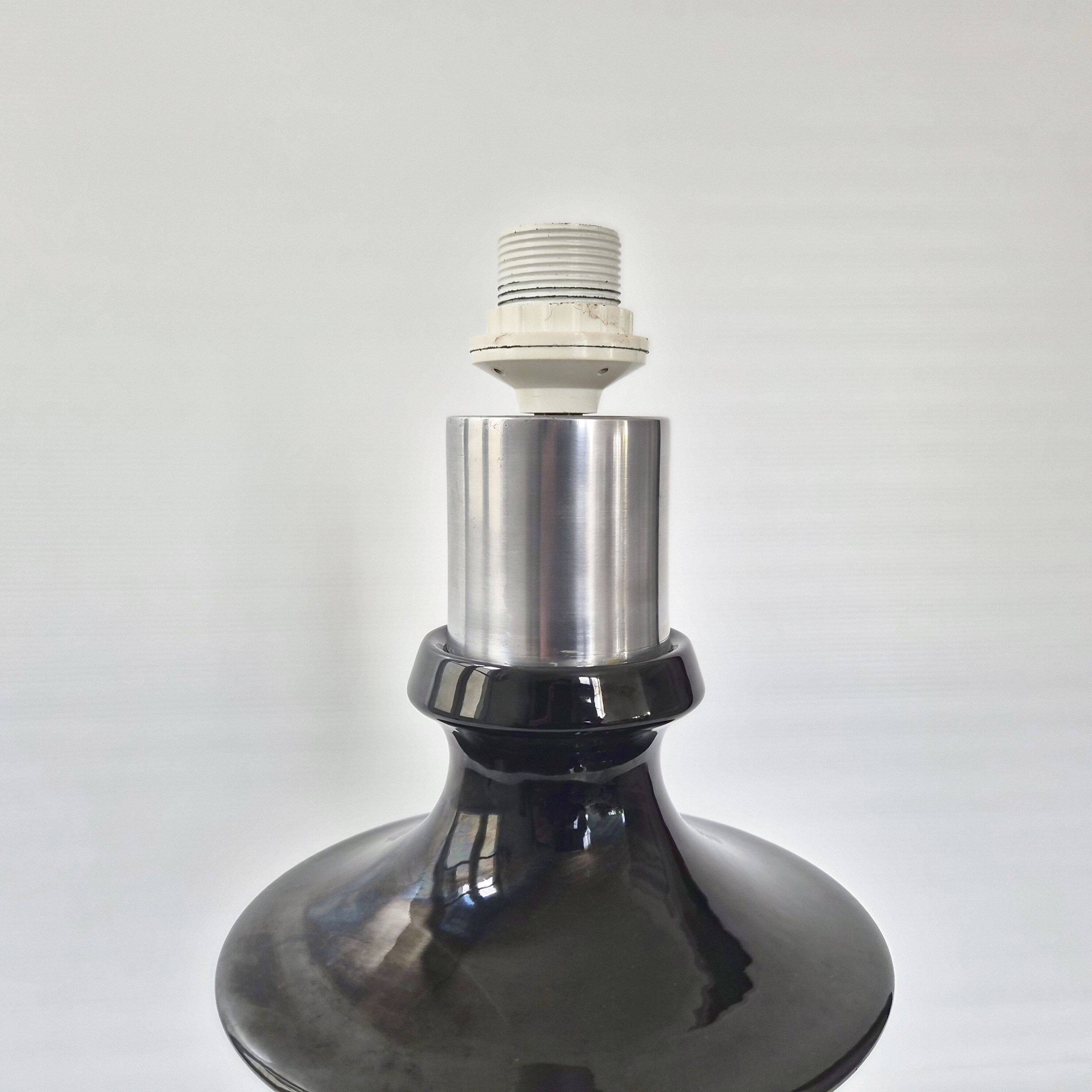 Vintage 1960 lamp in ceramic & silver aluminium