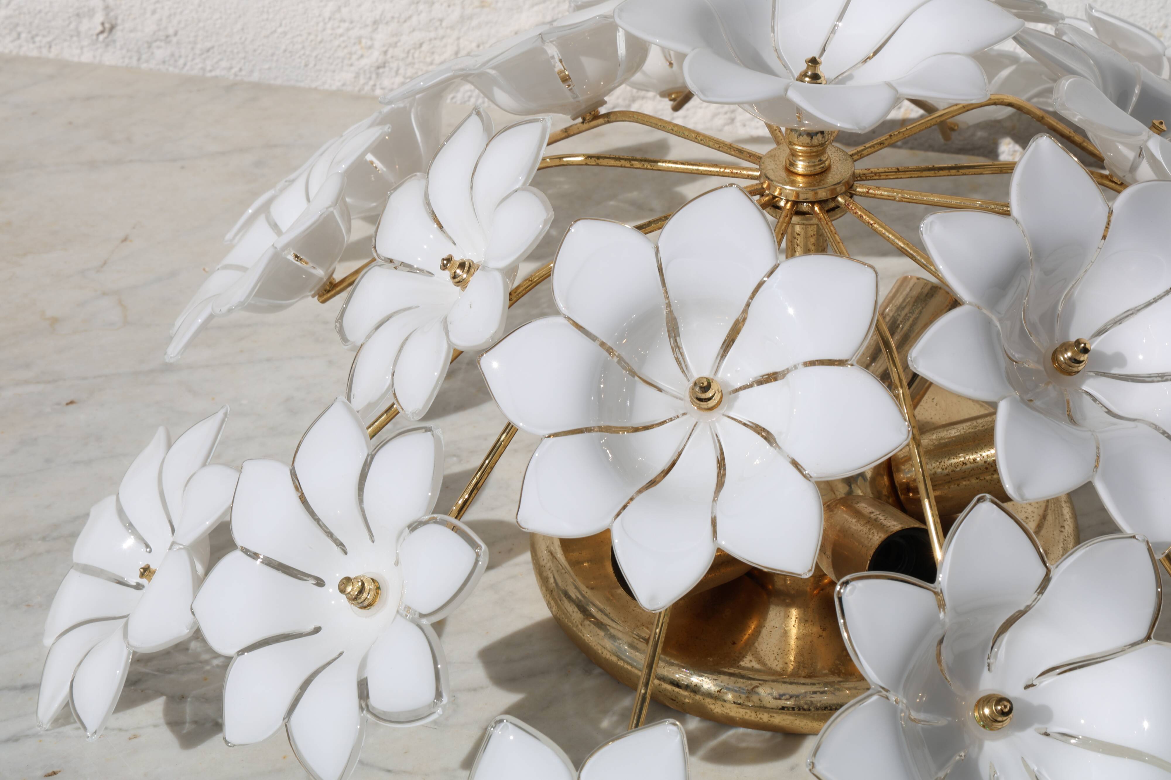 Audrey Hepburn, Delicious Murano Glass Ceiling Light White Wall Light Flowe