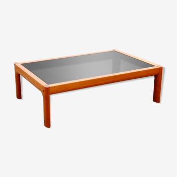 Scandinavian teak and black glass coffee table