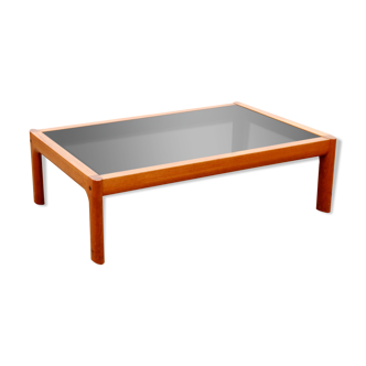 Scandinavian teak and black glass coffee table