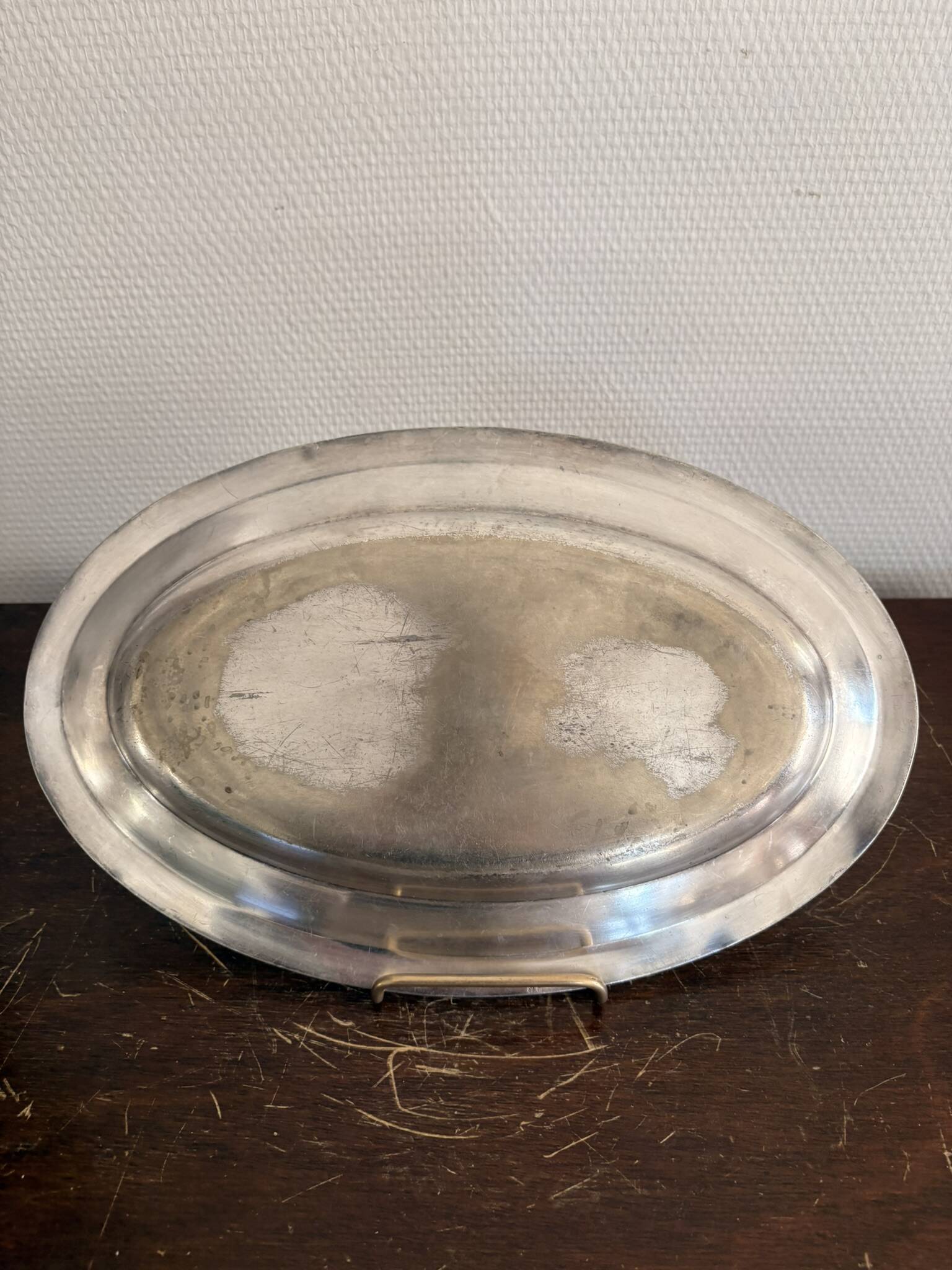 Antique Serving Dish Tray 18th Century Pewter Fondue HO