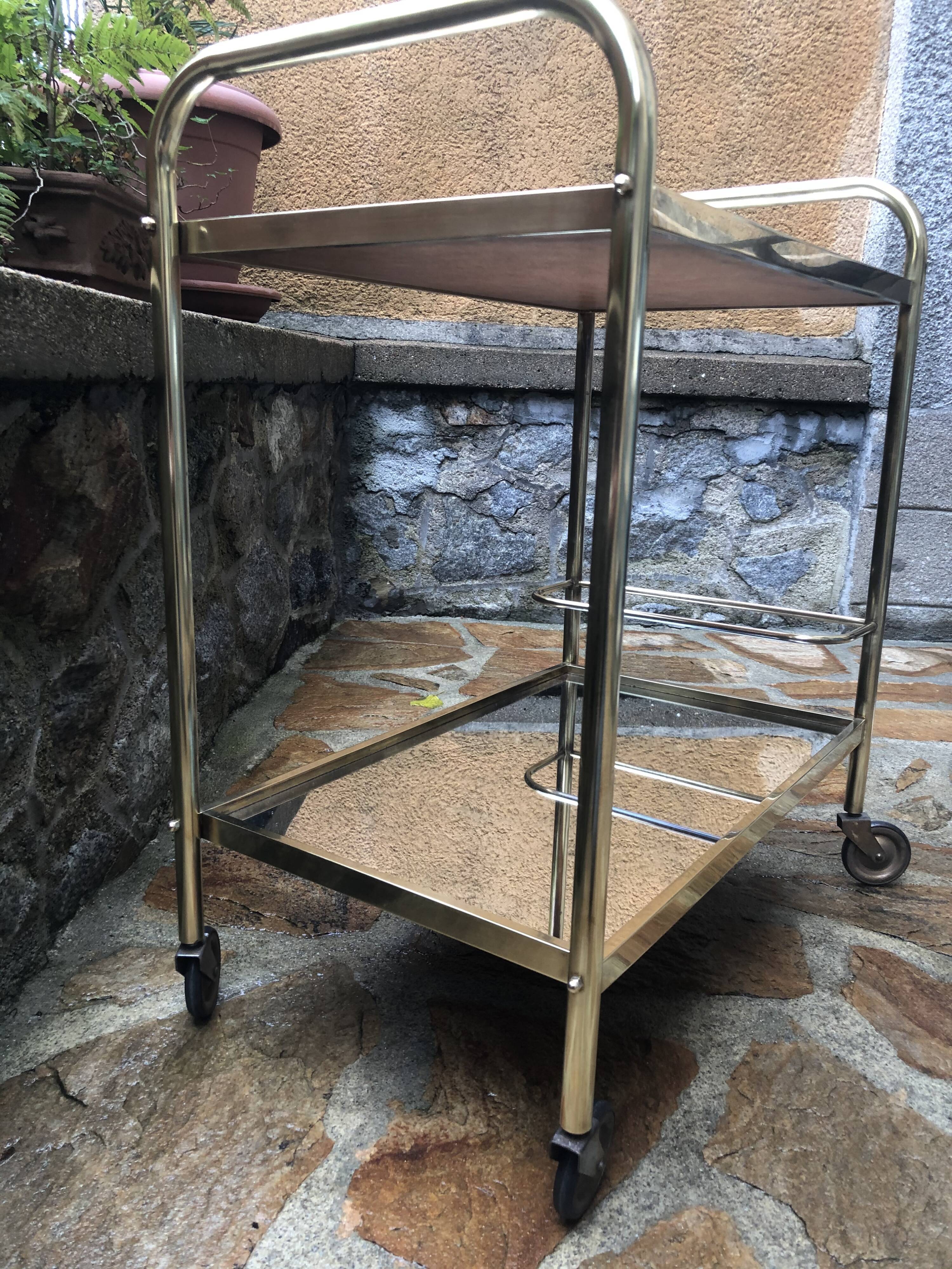 Golden rolling desserte vintage mirror trays