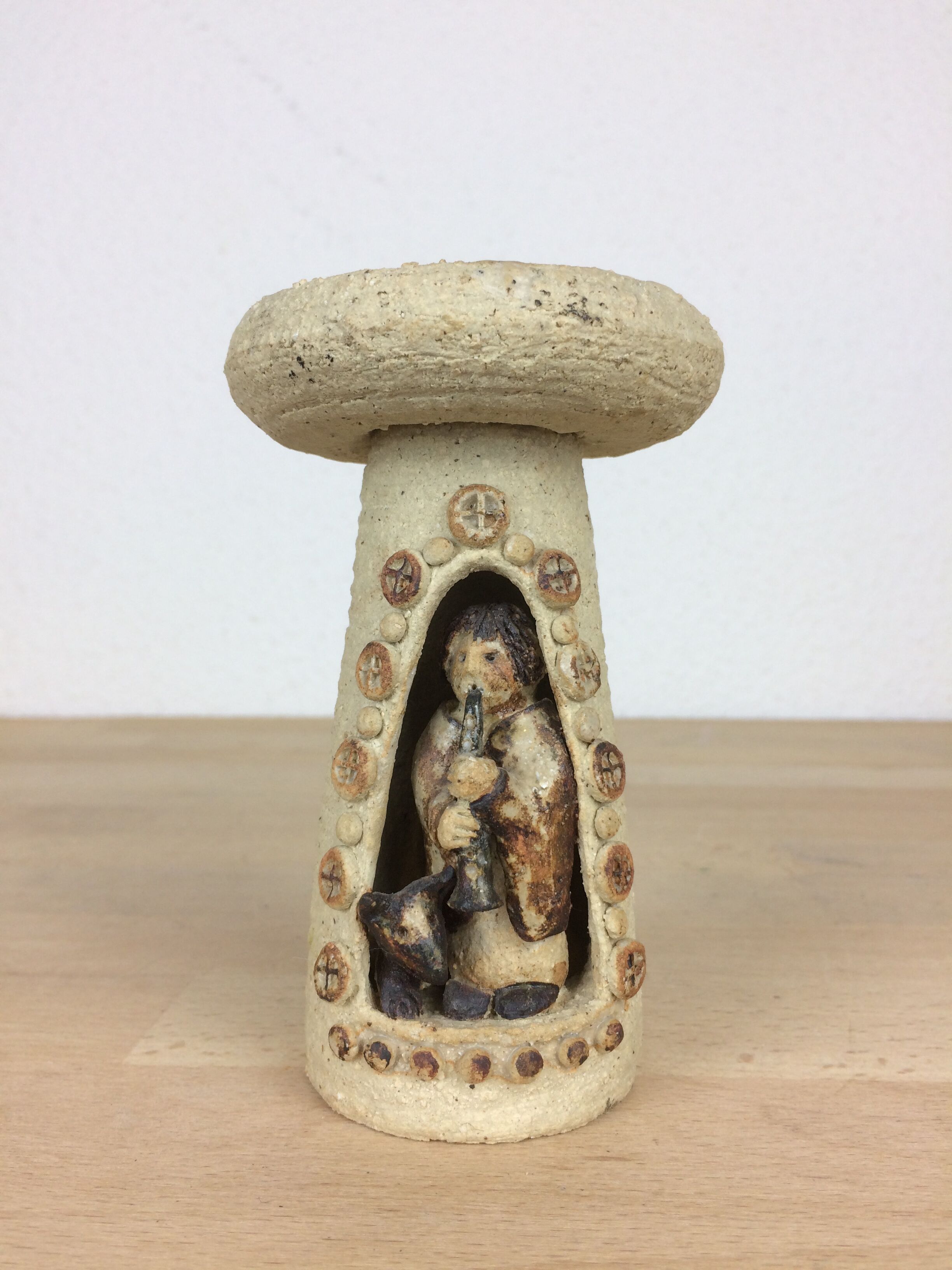 Ceramic candle holder 50 shepherd character and his dog