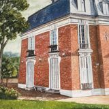 Old Oil Painting Canvas Manor Castle Holiday Home 87x62cm