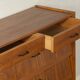 Classic shoe cabinet from the 1960s, walnut veneer, four drop-down doors, two drawers
