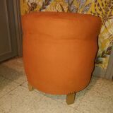 Pouf art deco in suede fabric color orange wooden legs
